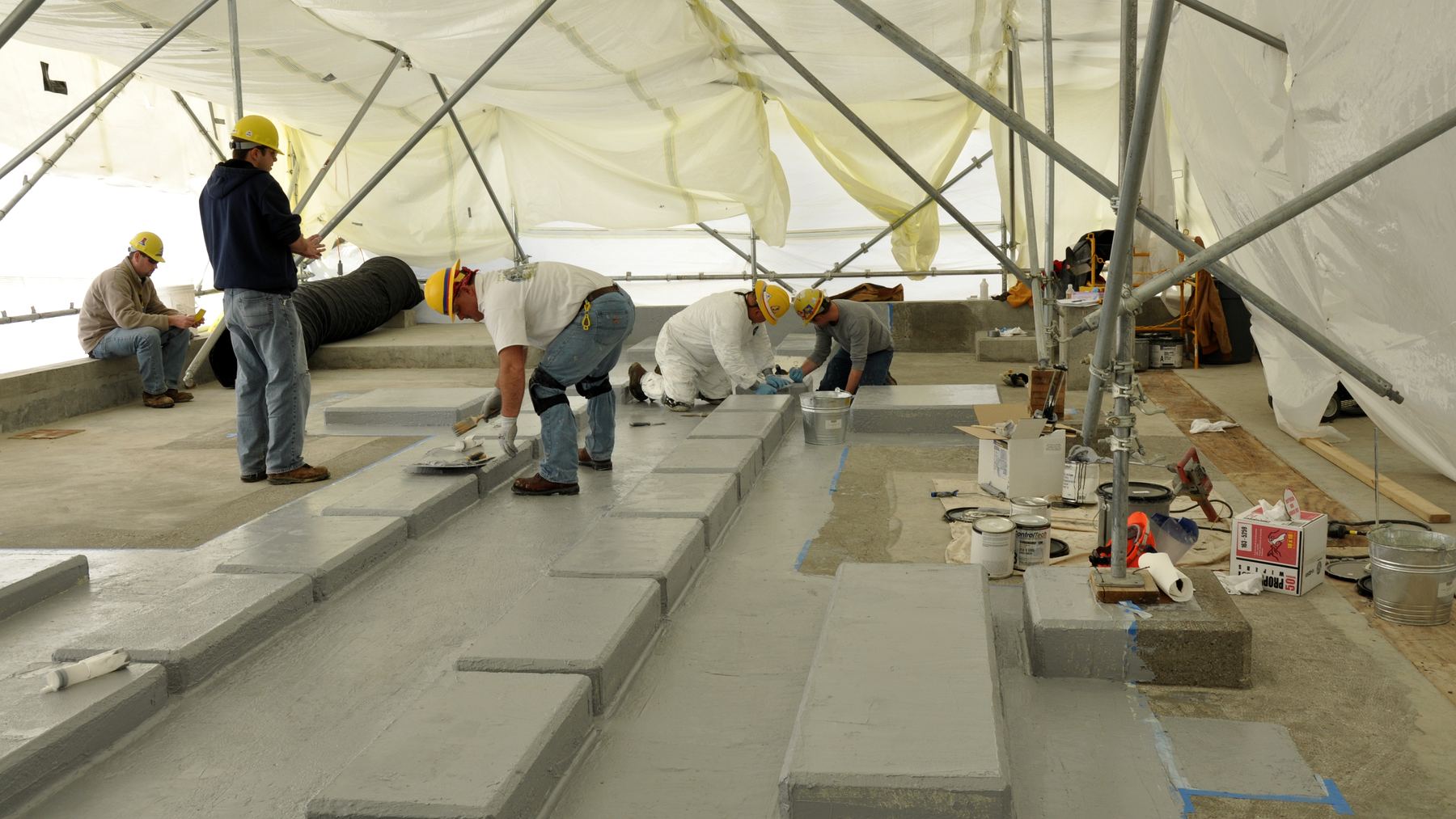 Large commercial concrete floor with epoxy coating