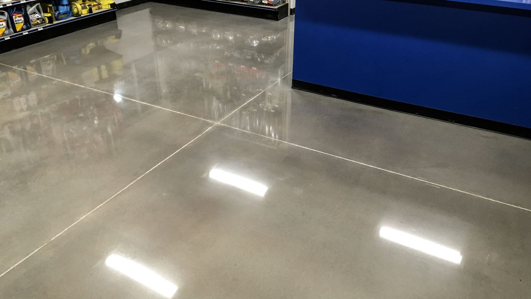 Polished concrete floor surface