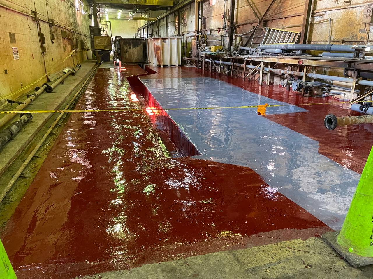 Finished trench and floor resurfacing area at Liberty Steel
